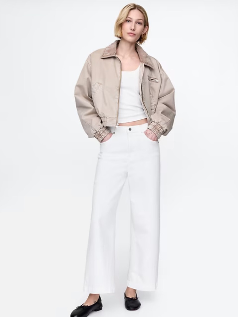 Gap High Rise Stride Wide-Leg Ankle Jeans - optic white 4 / 27 short